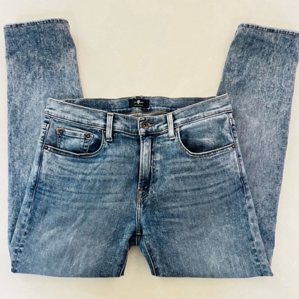 7 For All Mankind Acid Washed Slim Jeans 33